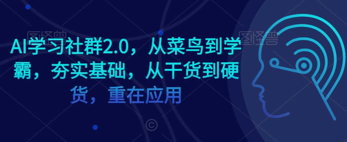 AI学习社群2.0，从菜鸟到学霸，夯实基础，从干货到硬货，重在应用-古龙岛网创