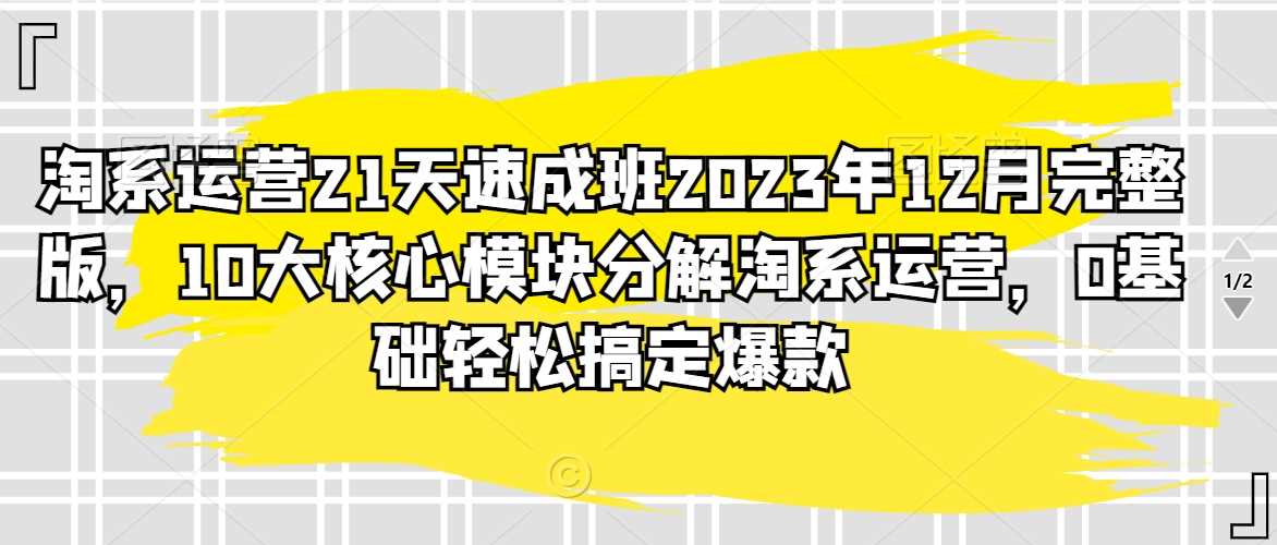 淘系运营21天速成班2023年12月完整版，10大核心模块分解淘系运营，0基础轻松搞定爆款-古龙岛网创