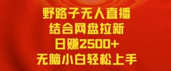野路子无人直播结合网盘拉新，日赚2500+，小白无脑轻松上手【揭秘】-古龙岛网创
