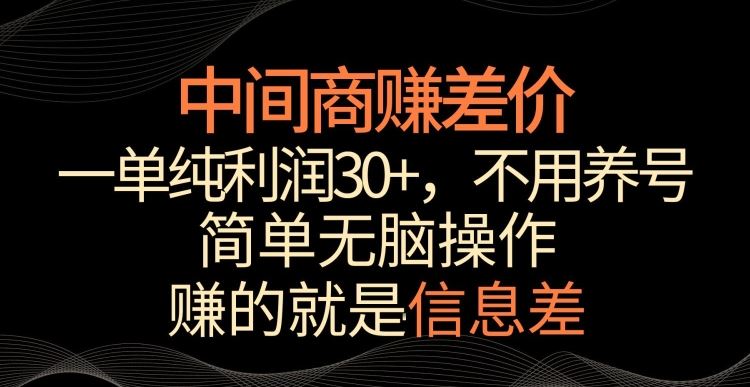 中间商赚差价，一单纯利润30+，简单无脑操作，赚的就是信息差，轻轻松松日入1000+【揭秘】-古龙岛网创