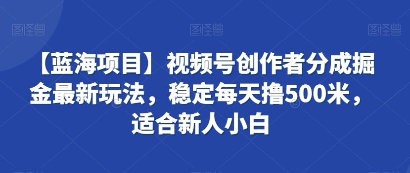 【蓝海项目】视频号创作者分成掘金最新玩法，稳定每天撸500米，适合新人小白【揭秘】-古龙岛网创