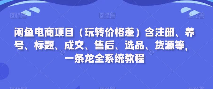 闲鱼电商项目（玩转价格差）含注册、养号、标题、成交、售后、选品、货源等，一条龙全系统教程-古龙岛网创