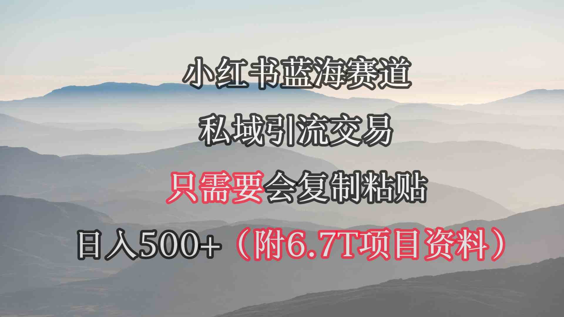 （9487期）小红书短剧赛道，私域引流交易，会复制粘贴，日入500+（附6.7T短剧资源）-古龙岛网创