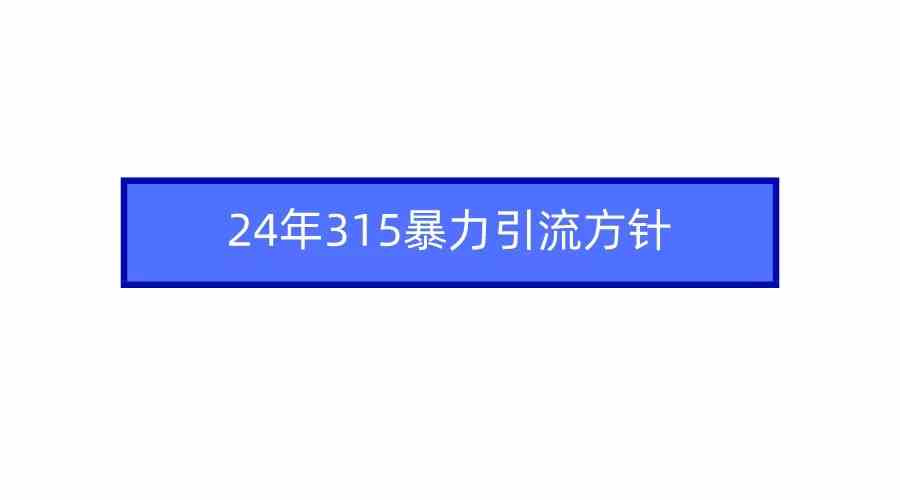 （9398期）2024年315暴力引流方针-古龙岛网创