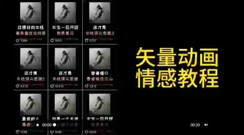 （9334期）矢量动画情感教程：高点赞涨粉，适合情感、思维、创业教育等赛道-古龙岛网创