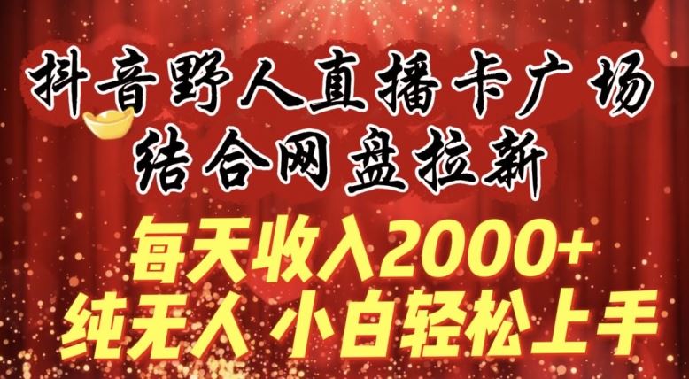 每天收入2000+，抖音野人直播卡广场，结合网盘拉新，纯无人，小白轻松上手【揭秘】-古龙岛网创