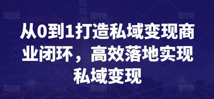 从0到1打造私域变现商业闭环，高效落地实现私域变现-古龙岛网创