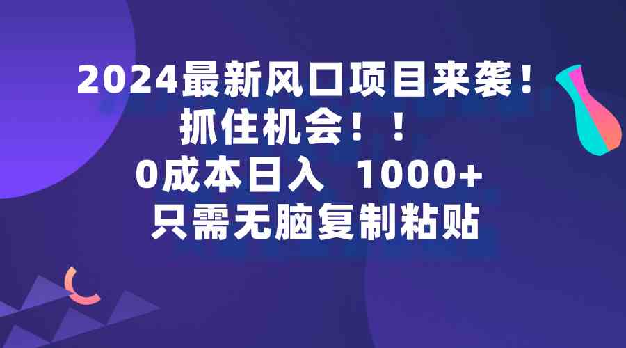 (9899期)2024最新风口项目来袭,抓住机会,0成本一部手机日入1000+,只需无脑复…-古龙岛网创
