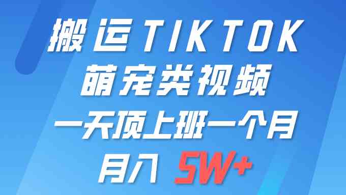 （9931期）一键搬运TIKTOK萌宠类视频 一部手机即可操作 所有平台均可发布 轻松月入5W+-古龙岛网创