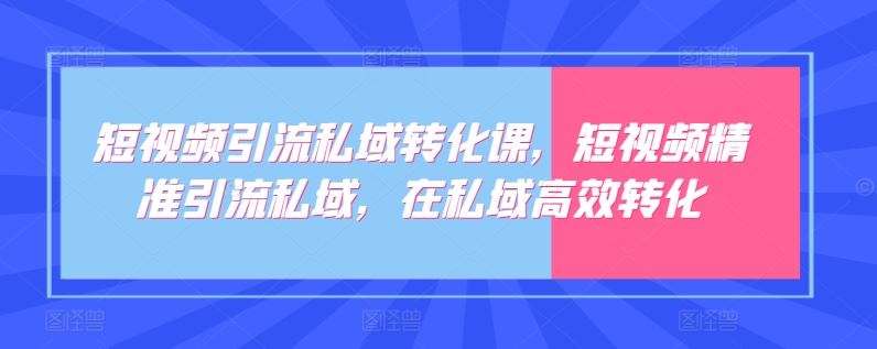 短视频引流私域转化课，短视频精准引流私域，在私域高效转化-古龙岛网创