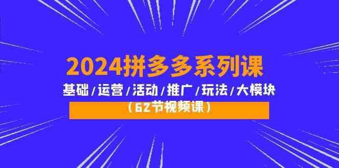 2024拼多多系列课：基础/运营/活动/推广/玩法/大模块（62节视频课）-古龙岛网创