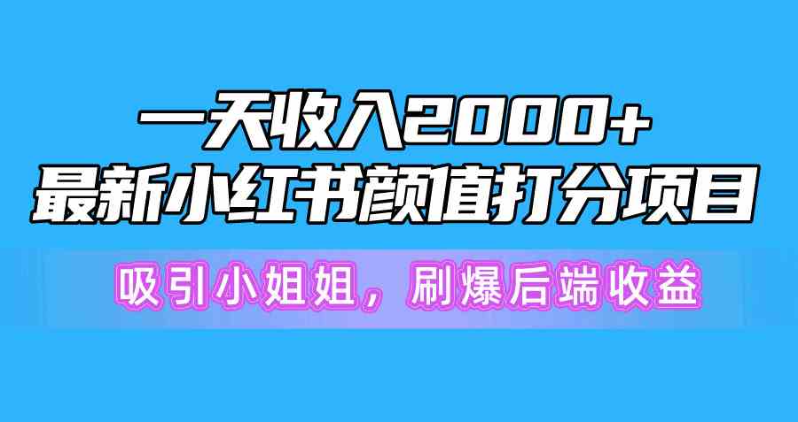 （10187期）一天收入2000+，最新小红书颜值打分项目，吸引小姐姐，刷爆后端收益-古龙岛网创