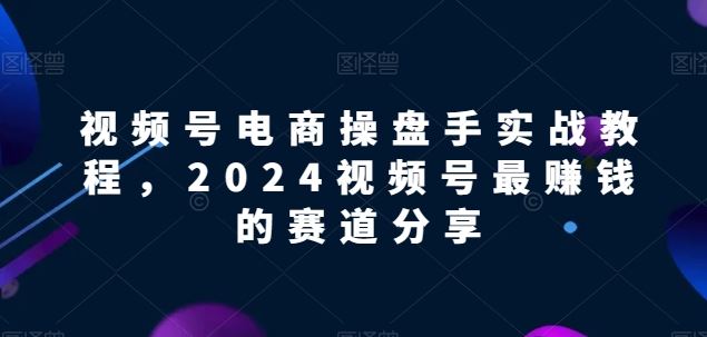 视频号电商实战教程，2024视频号最赚钱的赛道分享-古龙岛网创