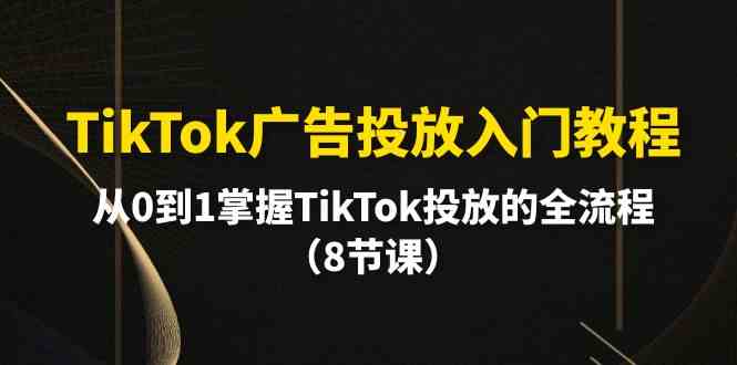 （10085期）TikTok广告投放入门教程，从0到1掌握TikTok投放的全流程（8节课）-古龙岛网创