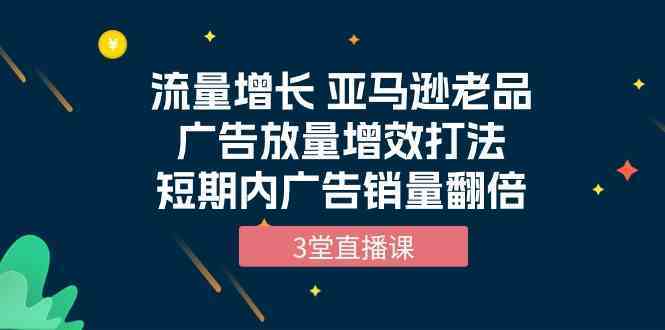 流量增长 亚马逊老品广告放量增效打法，短期内广告销量翻倍（3堂直播课）-古龙岛网创