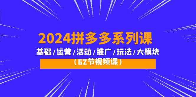 （10019期）2024拼多多系列课：基础/运营/活动/推广/玩法/大模块（62节视频课）-古龙岛网创