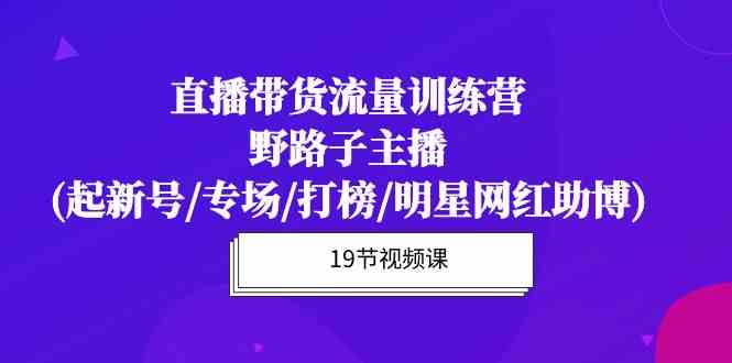 （10016期）直播带货流量特训营，野路子主播(起新号/专场/打榜/明星网红助博)19节课-古龙岛网创