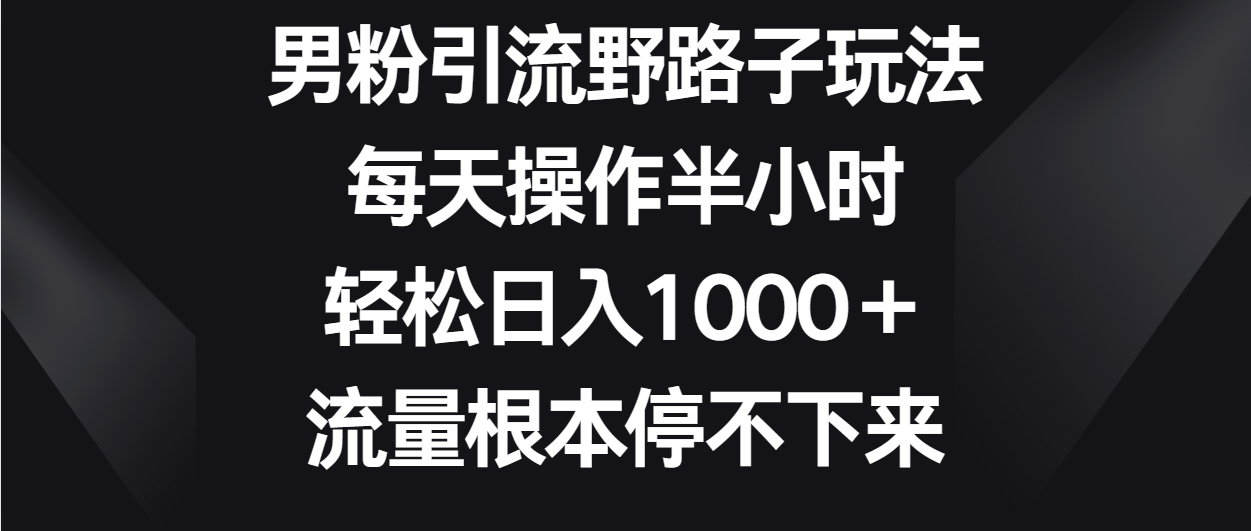 男粉引流野路子玩法，每天操作半小时轻松日入1000＋，流量根本停不下来-古龙岛网创