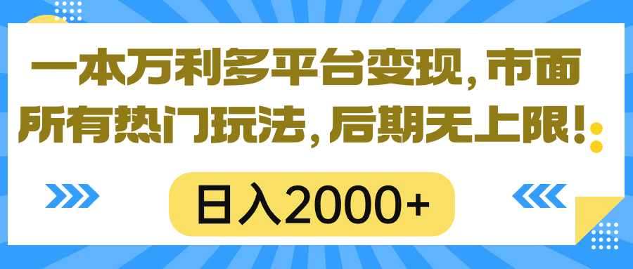 （10311期）一本万利多平台变现，市面所有热门玩法，日入2000+，后期无上限！-古龙岛网创