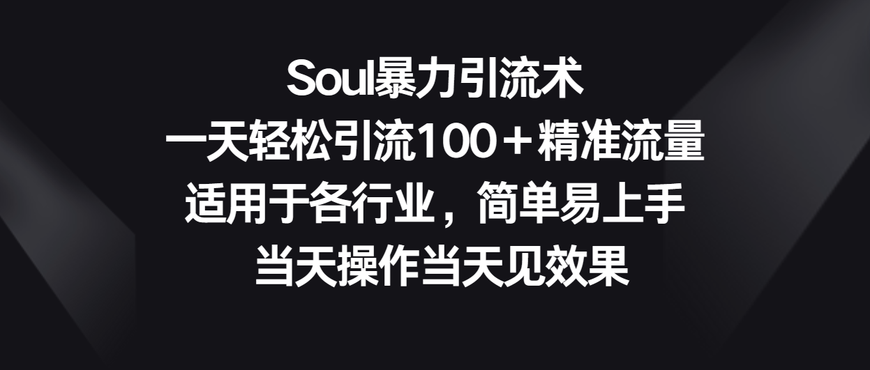 Soul暴力引流术，一天轻松引流100＋精准流量，适用于各行业，简单易上手！-古龙岛网创