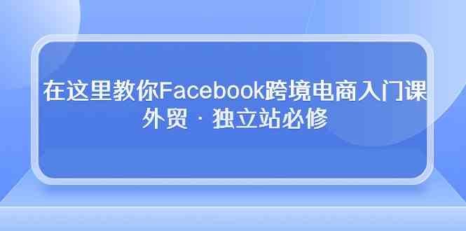 在这里教你Facebook跨境电商入门课，外贸·独立站必修（19节课）-古龙岛网创