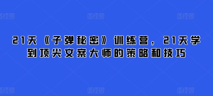 21天《子弹秘密》训练营，21天学到顶尖文案大师的策略和技巧-古龙岛网创