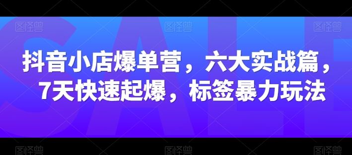 抖音小店爆单营，六大实战篇，7天快速起爆，标签暴力玩法-古龙岛网创