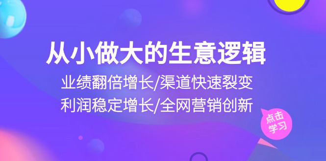 从小做大生意逻辑：业绩翻倍增长/渠道快速裂变/利润稳定增长/全网营销创新-古龙岛网创