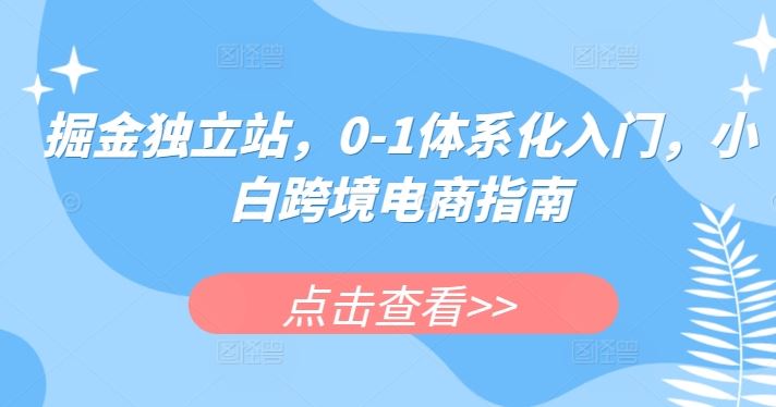 掘金独立站，0-1体系化入门，小白跨境电商指南-古龙岛网创