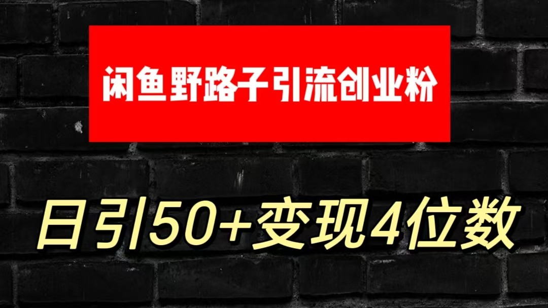 大眼闲鱼野路子引流创业粉，日引50+单日变现四位数-古龙岛网创