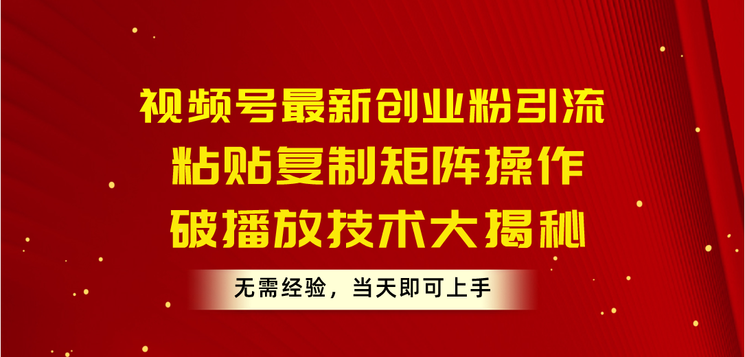 （10803期）视频号最新创业粉引流，粘贴复制矩阵操作，破播放技术大揭秘，无需经验…-古龙岛网创