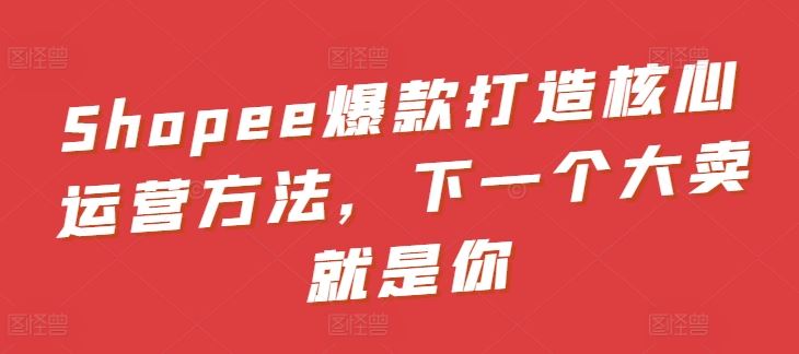 Shopee爆款打造核心运营方法，下一个大卖就是你-古龙岛网创