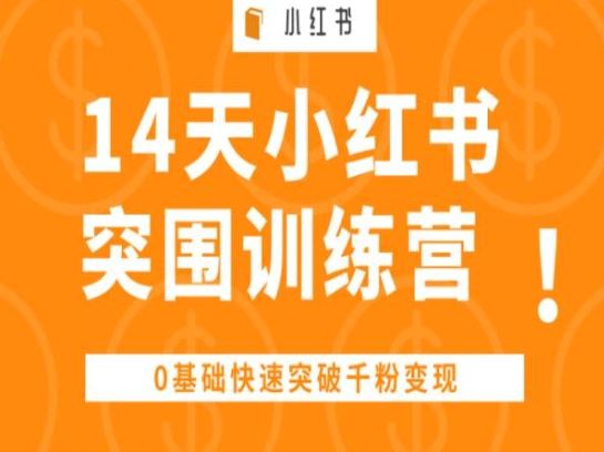 14天小红书突围训练营 ,0基础快速突破千粉变现