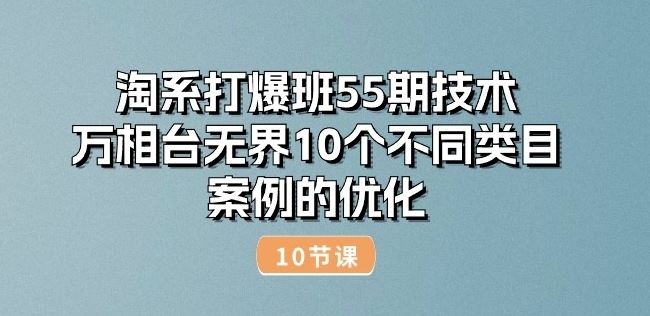 淘系打爆班55期技术：万相台无界10个不同类目案例的优化(10节)-古龙岛网创