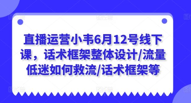 直播运营小韦6月12号线下课，话术框架整体设计/流量低迷如何救流/话术框架等-古龙岛网创