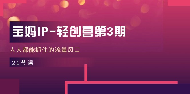 （11042期）宝妈IP-轻创营第3期，人人都能抓住的流量风口（21节课）-古龙岛网创