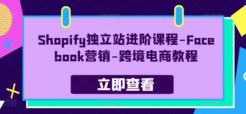 Shopify独立站进阶课程-Facebook营销-跨境电商教程-古龙岛网创