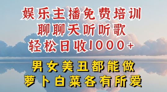 娱乐主播免费培训聊聊天听听歌轻松日收1K+，男女美丑都能做萝卜白菜各有所爱【揭秘】-古龙岛网创
