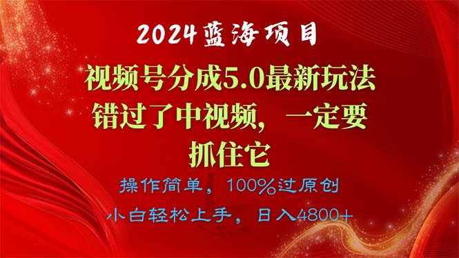 （11032期）2024蓝海项目，视频号分成计划5.0最新玩法，错过了中视频，一定要抓住…-古龙岛网创