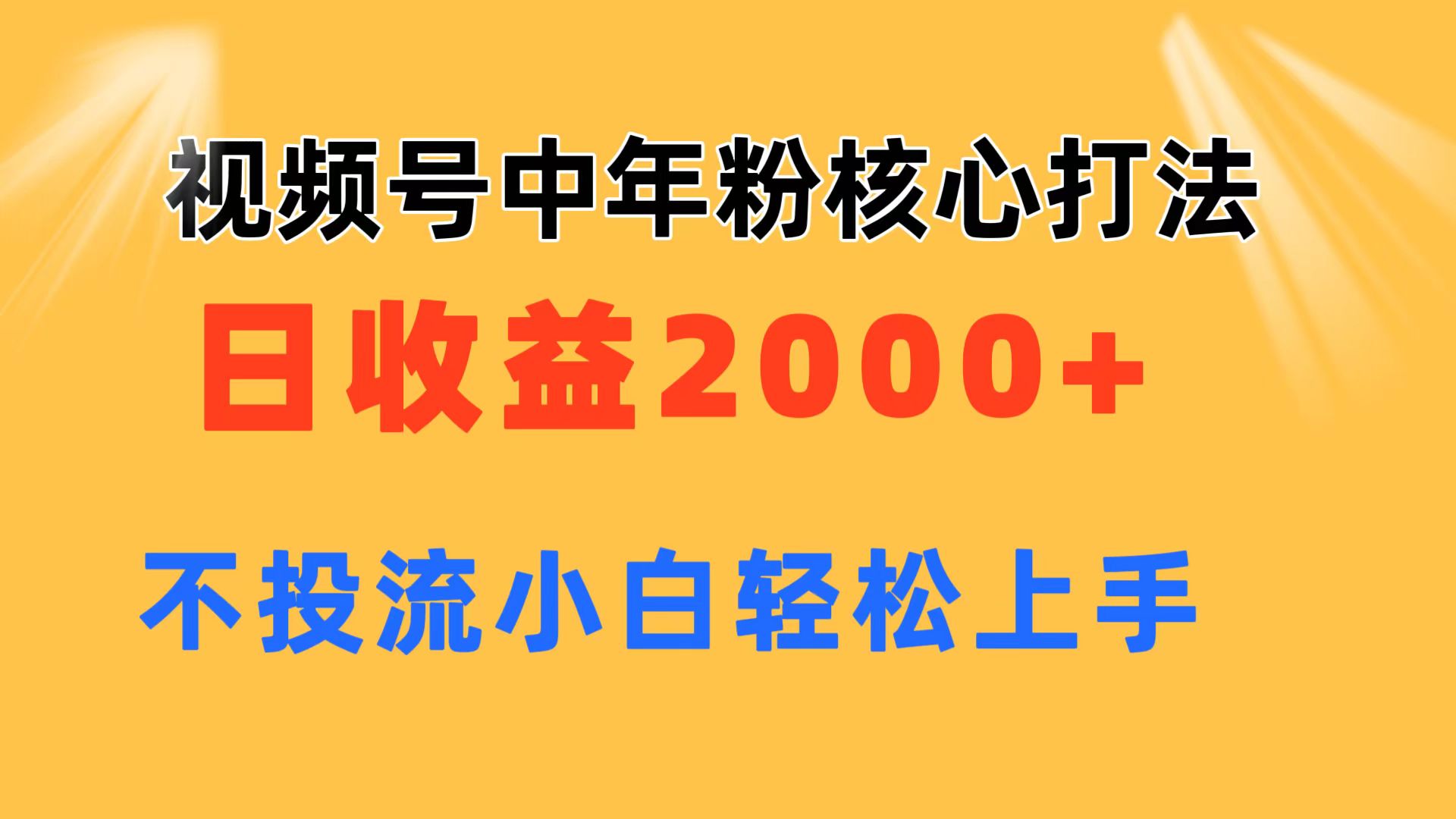 （11205期）视频号中年粉核心玩法 日收益2000+ 不投流小白轻松上手-古龙岛网创