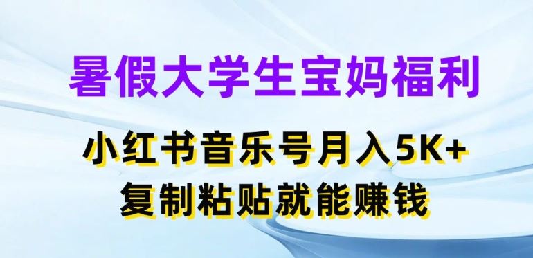 暑假大学生宝妈福利，小红书音乐号月入5000+，复制粘贴就能赚钱【揭秘】-古龙岛网创