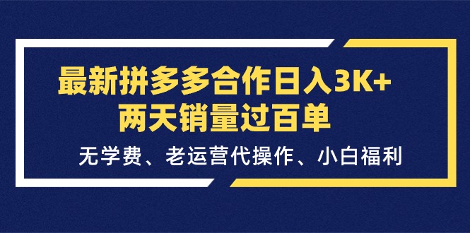 （11291期）最新拼多多合作日入3K+两天销量过百单，无学费、老运营代操作、小白福利-古龙岛网创