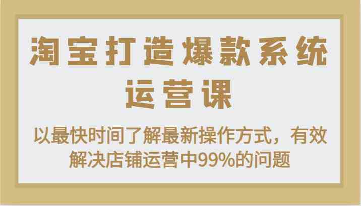 淘宝打造爆款系统运营课：以最快时间了解最新操作方式，有效解决店铺运营中99%的问题-古龙岛网创
