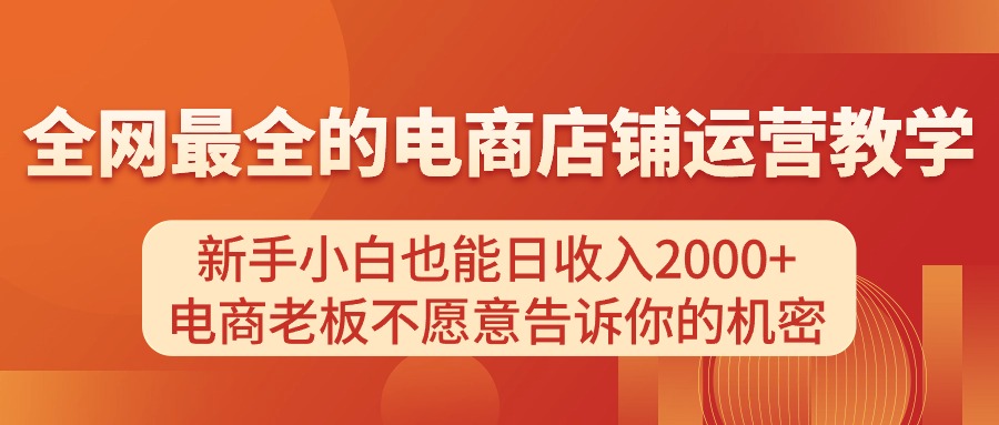 （11266期）电商店铺运营教学，新手小白也能日收入2000+，电商老板不愿意告诉你的机密-古龙岛网创