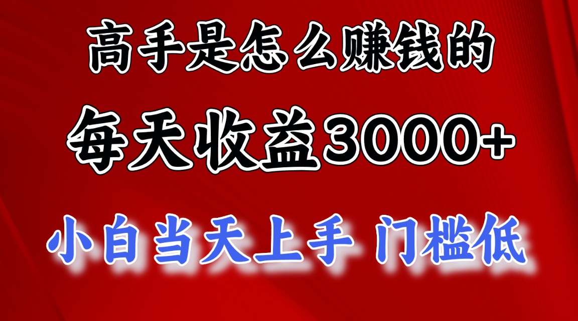 （11228期）高手是怎么赚钱的，一天收益3000+ 这是穷人逆风翻盘的一个项目，非常…-古龙岛网创