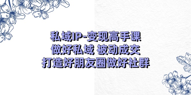 私域IP变现高手课：做好私域被动成交，打造好朋友圈做好社群（18节）-古龙岛网创