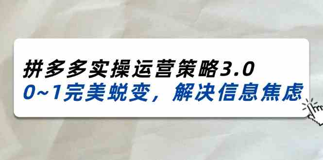 2024-2025拼多多实操运营策略3.0，0~1完美蜕变，解决信息焦虑（38节）-古龙岛网创