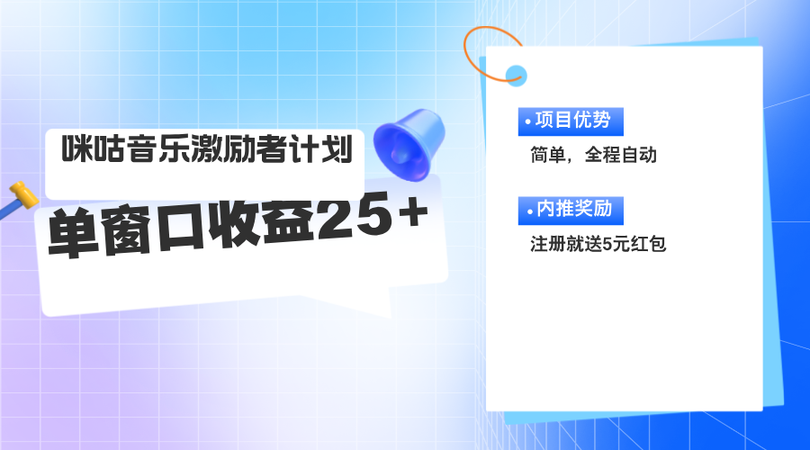 （11942期）咪咕激励者计划，单窗口收益20~25，可矩阵操作-古龙岛网创