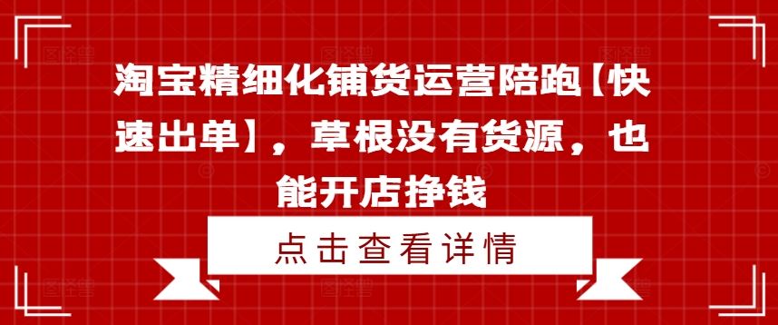 淘宝精细化铺货运营陪跑【快速出单】，草根没有货源，也能开店挣钱-古龙岛网创