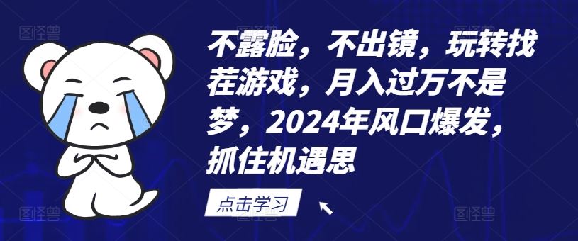 不露脸，不出镜，玩转找茬游戏，月入过万不是梦，2024年风口爆发，抓住机遇【揭秘】-古龙岛网创